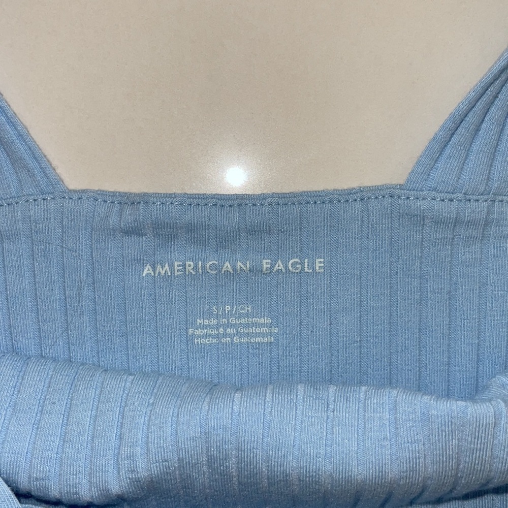 American Eagle Light Blue Wide Rib Crop Top Size S - Picture 3 of 4